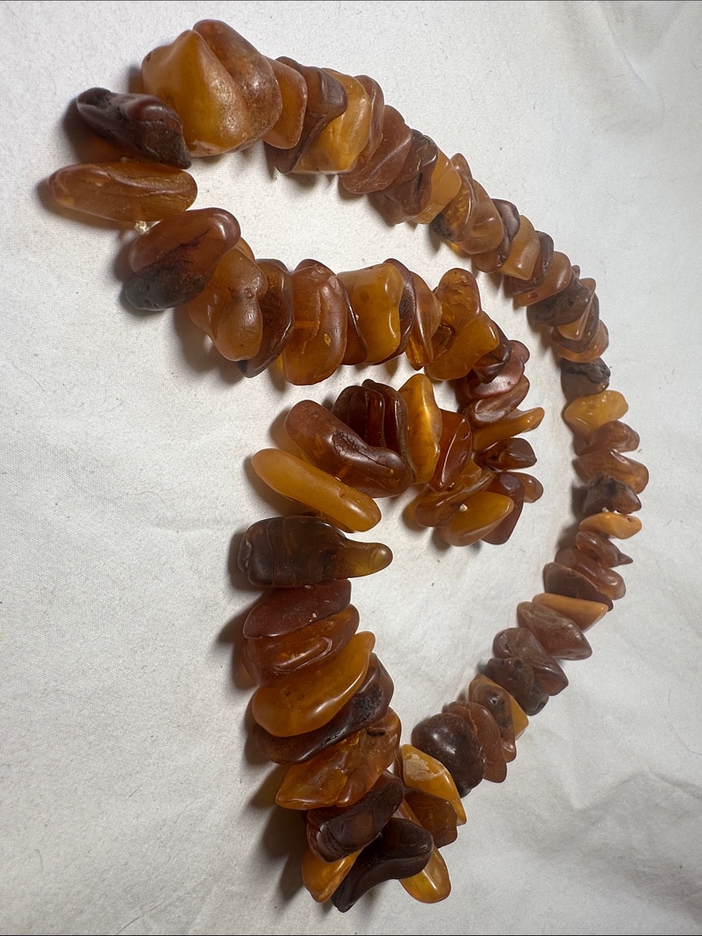 Natural Amber Chip Necklace - Golden Brown Baltic Style